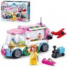 Конструктор детский SLUBAN Машина-станция, M38-B0889D, 143 детали, фигурки персонажей