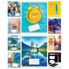 Зошити учнівські 60 аркушів лінія Тверда Мікс 1, 10 шт. в упаковці