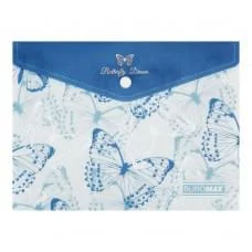 Папка конверт на кнопці ARABESKI, А5, матовий напівпрозорий, пластик, синій, ціна за 2 шт. //