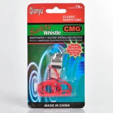 Свисток метал, 4 см, на шнурку, 9x16x2.5 см