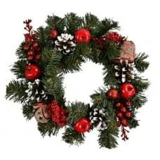 Віночок новорічний штучний з прикрасами 29 см ВН14
