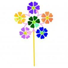 Вітрячок вертушка, квітка 6 шт., діаметр 9 см, паличка 30 см, фольга, 24x24x4 см