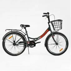 Велосипед складний Corso 24`` Advance + КОШИК, одношвидкісний, складна сталева рама 14``, корзина, багажник /1/ (AD-24715)