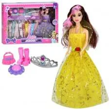 Лялька з вбранням 27см, плаття, корона, сумка, взуття, мікс видів, в кор-ці, 46-33-6см /24/