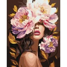 Набір для розпису по номерах В ароматі півоній з фарбами металік, 40x50 см, КНО8443