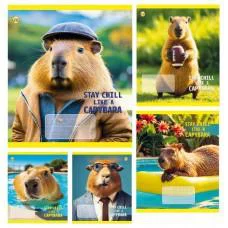 Зошити учнівські 18 аркушів клітинка Тверда CAPYBARA, 20 шт. в упаковці