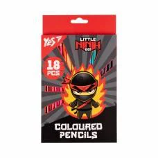 Олівці кольорові Yes Ninja, 18 кольорів, червоно-сірий