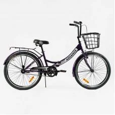 Велосипед складний Corso 24`` Advance + КОШИК, одношвидкісний, складна сталева рама 14``, корзина, багажник /1/ (AD-24198)