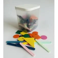 Рахункові палички та геометричні фігури, 50 паличок, 20 кіл, 6 трикутників, квадратики