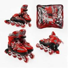 Роликові ковзани, розмір 39-43, PVC колеса, червоний, INLINE SKATE, 96056-L