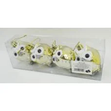 Ялинкові прикраси Совенята 4 шт PVC 6527-P1309