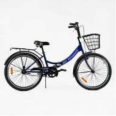 Велосипед складний Corso 24`` Advance + КОШИК, одношвидкісний, складна сталева рама 14``, корзина, багажник /1/ (AD-24003)