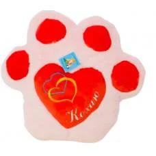 Мягкая игрушка Подушка Лапка с сердцем, средняя, розово-красная, 45x47 см