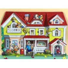 Дерев’яний пазл-вкладиш Котячий літній будинок, ПСД272