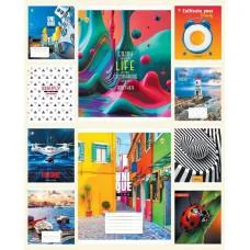 Зошити учнівські 60 аркушів клітинка Тверда 31604 Мікс 7, 10 шт. в упаковці