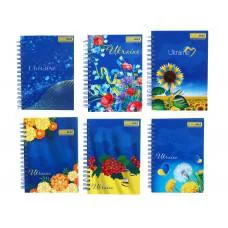 Книга для нотаток, А6, 96 арк., спіраль, клітинка, тверда ламінована обкладинка