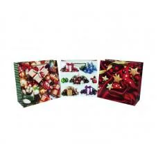 Подарунковий пакет, 150 г/м², Новорічний, 16x16x7 см, 6 шт. в упаковці (В асортименті)