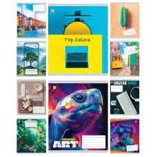 Зошити учнівські 60 аркушів клітинка Тверда Мікс 4, 10 шт. в упаковці