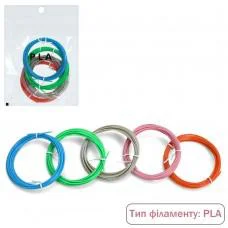 PLA філомент, запаска для 3D ручки, 5 шт., 5 кольорів, по 3 м, 1.75 мм, 15x21x2.5 см