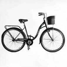 Велосипед міський Corso «FORTUNA» 28`` + КОШИК ТЕМНО-ЗЕЛЕНИЙ, одношвидкісний, сталева рама 20``, корзина, багажник /1/