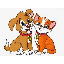 Набор для росписи по номерам для детей 5+ Лучшие друзья, Ideyka, 30x40 см, КНО6204