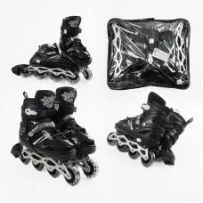 Роликові ковзани, розмір 39-43, PVC колеса, чорний, INLINE SKATE, 94608-L