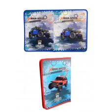 Папка на блискавці Kidis, А4, пластикова із глітером, High Speed, позашляховики