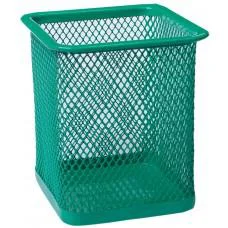 Підставка для ручок квадратна, металева, зелений