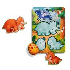 Дерев'яний пазл "Динозаври" (фон із підказкою), 16*12*0,6см