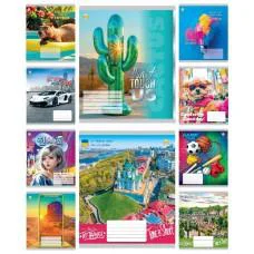 Зошити учнівські 18 аркушів клітинка Тверда Мікс 2, 20 шт. в упаковці