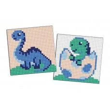 Набір з алмазною мозаїкою на самоклеючій основі для дітей Юрський період Динозавр 2, 2 шт. 9x9 см, AMS1132