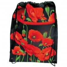 Мішок для взуття на змійці Маки на чорному, 42x32.5 см, 15121-JO