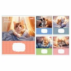 Зошити учнівські 12 аркушів лінія 1B Pets Friends, 25 шт. в упаковці