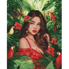 Набір з алмазною мозаїкою Тропічна принцеса Ideyka AMO8061, 40x50 см