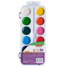 Фарби акварельні, 12 кольорів, пластикова коробка, без пензля, біла