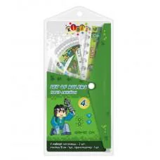 Набор для черчения Kidis Level up, линейка 15 см, 2 угольника, транспортир, 2 шт. в упаковке