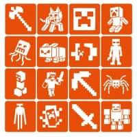 Набір трафаретів для біо-тату "Minecraft" Minecraft-6x6-16, 16 трафаретів