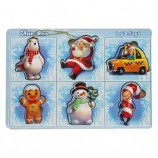 Развивающий пазл-вкладыш "Новогодний -1" (ПСФ013) PSF013, 6 картинок