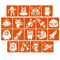 Набір трафаретів для біо-тату "Монстри та ракети #2" monsters-and-rockets-2-5x5-18