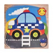 Дерев'яний пазл-вкладиш Поліцейська машинка 73260-19, 16 деталей