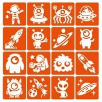 Набір трафаретів для біо-тату "Монстри та ракети №2"o monsters-and-rockets-2-6x6-16