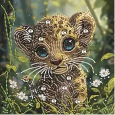 Алмазна мозаїка "Тигреня" BH011 неповна викладка 25х25 см