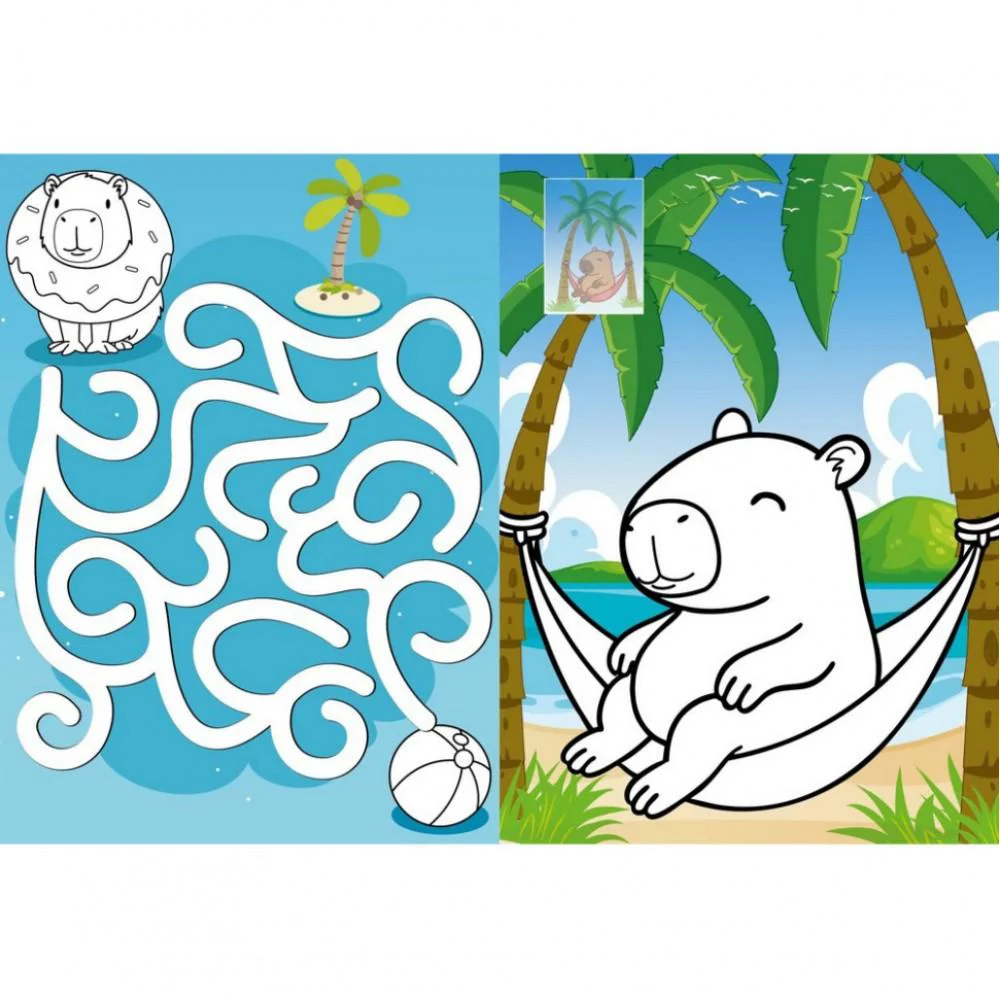 Дитяча розмальовка зі стікерами "Капібара на канікулах" CB21, 16 сторінок