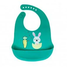 Слюнявчик силиконовый "Зайка" MGZ-0611(Green) с карманом