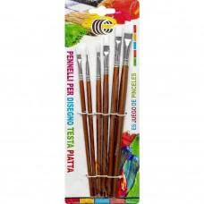 Набір пензликів плоских 1006 нейлоновий, білих 6 штук