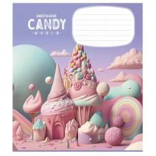 Тетради ученические "Candy world" 012-3266C-2 у косв линию, 12 листов