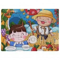 Дитячий дерев'яний пазл-вкладиш "На дачі у діда" MD 1343-10, 12 елементів