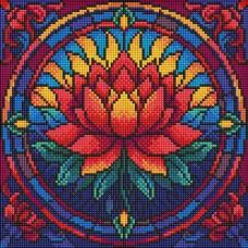 Алмазна мозаїка "Вітраж. Лотос" ©art_selena_ua AMO8330, 30х30 см