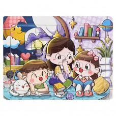 Дитячий дерев'яний пазл-вкладиш "Веселі історії" MD 1343-3, 12 елементів