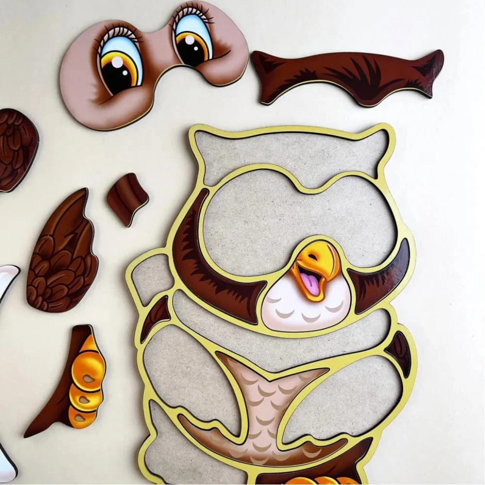 Дерев'яний пазл-вкладиш "Сова" Ubumblebees (ПСД087) PSD087 пазл-контур